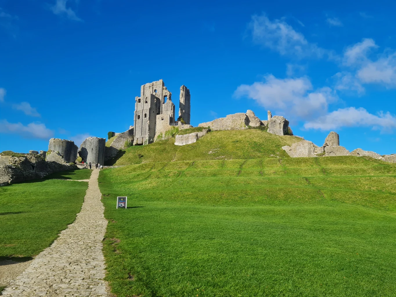 corfe castle taken from within the grounds